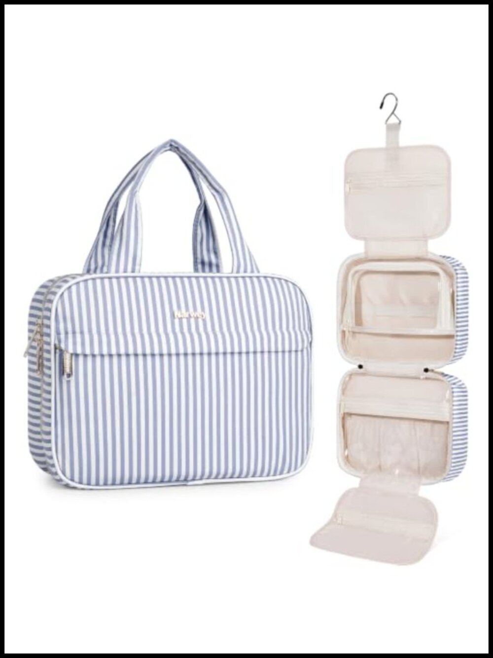 Hanging Travel Toiletry Bag Compact Water Resistant Polyester Organizer